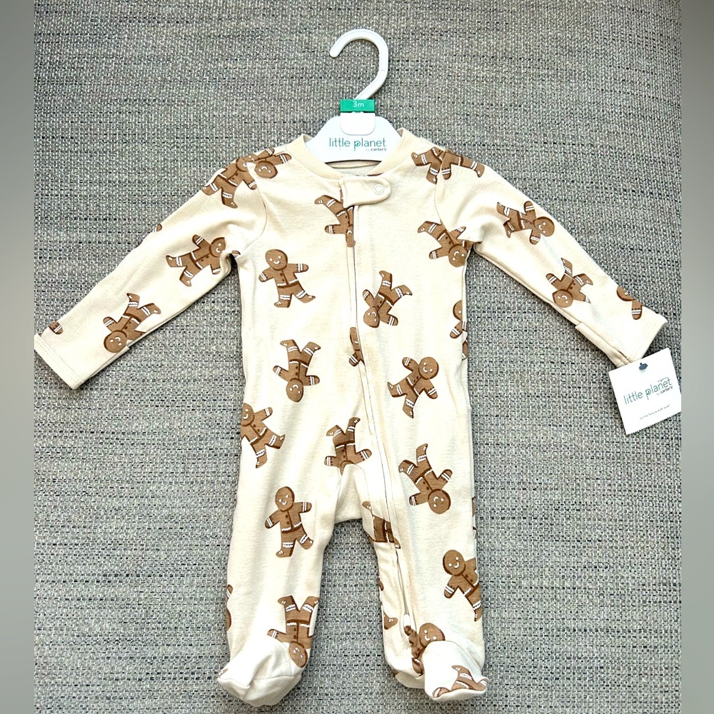NWT Little Planet by Carter’s Baby 3M Organic Cotton Gingerbread Sleeper PJS